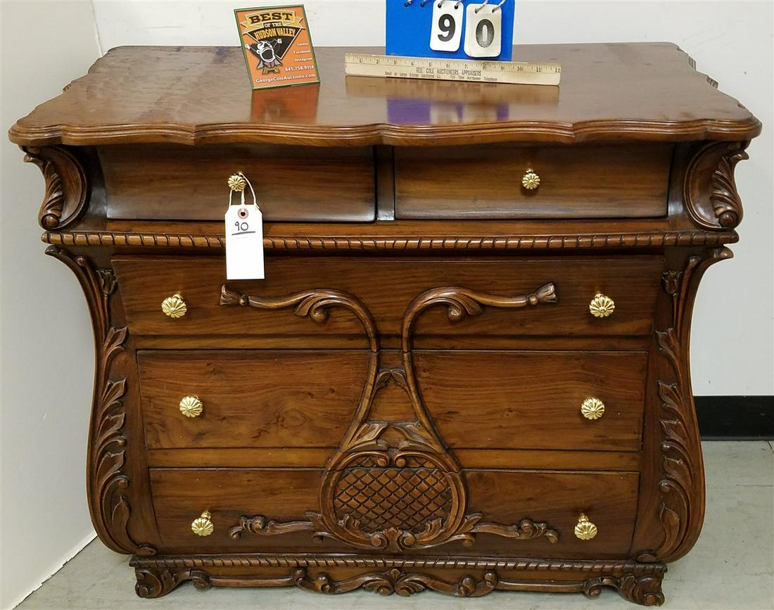 WALNUT 5 DRAWER CHEST, 31.5"H X 36"W X 17.5"D (1 of 2)