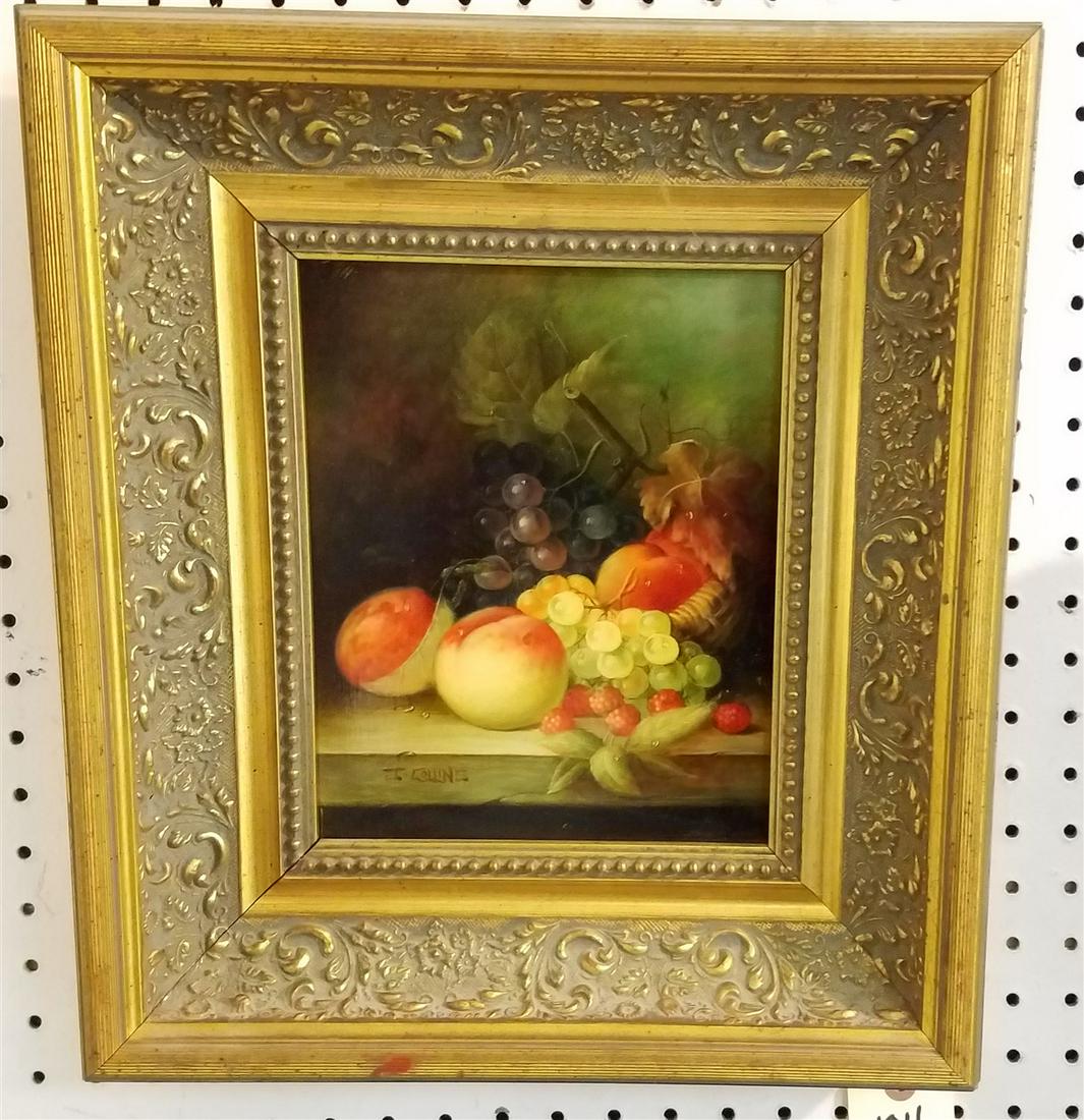 FRSMED O/PANEL STILL LIFE, SGND. J.COLLINS, 10" X 8" (1 of 2)