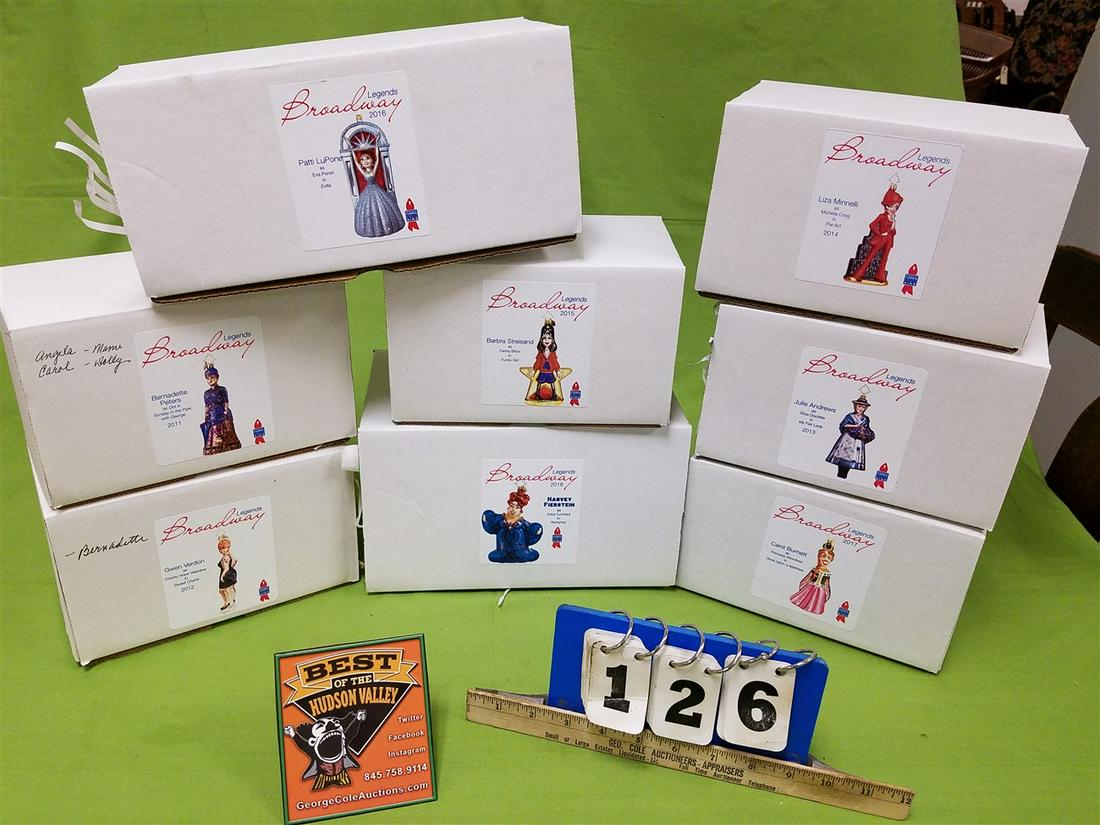 BX/ 8 BXD BROADWAY LEGENDS HAND BLOWN CHRISTMAS: BX/ 8 BXD BROADWAY LEGENDS HAND BLOWN CHRISTMAS ORNAMENTS, BERNADETTE PETERS, GWEN VERDON, PATTI LUPONE, HARVEY FIERSTEIN, CAROL BURNETT, MINNELLI, ANDREWS, STREISAND