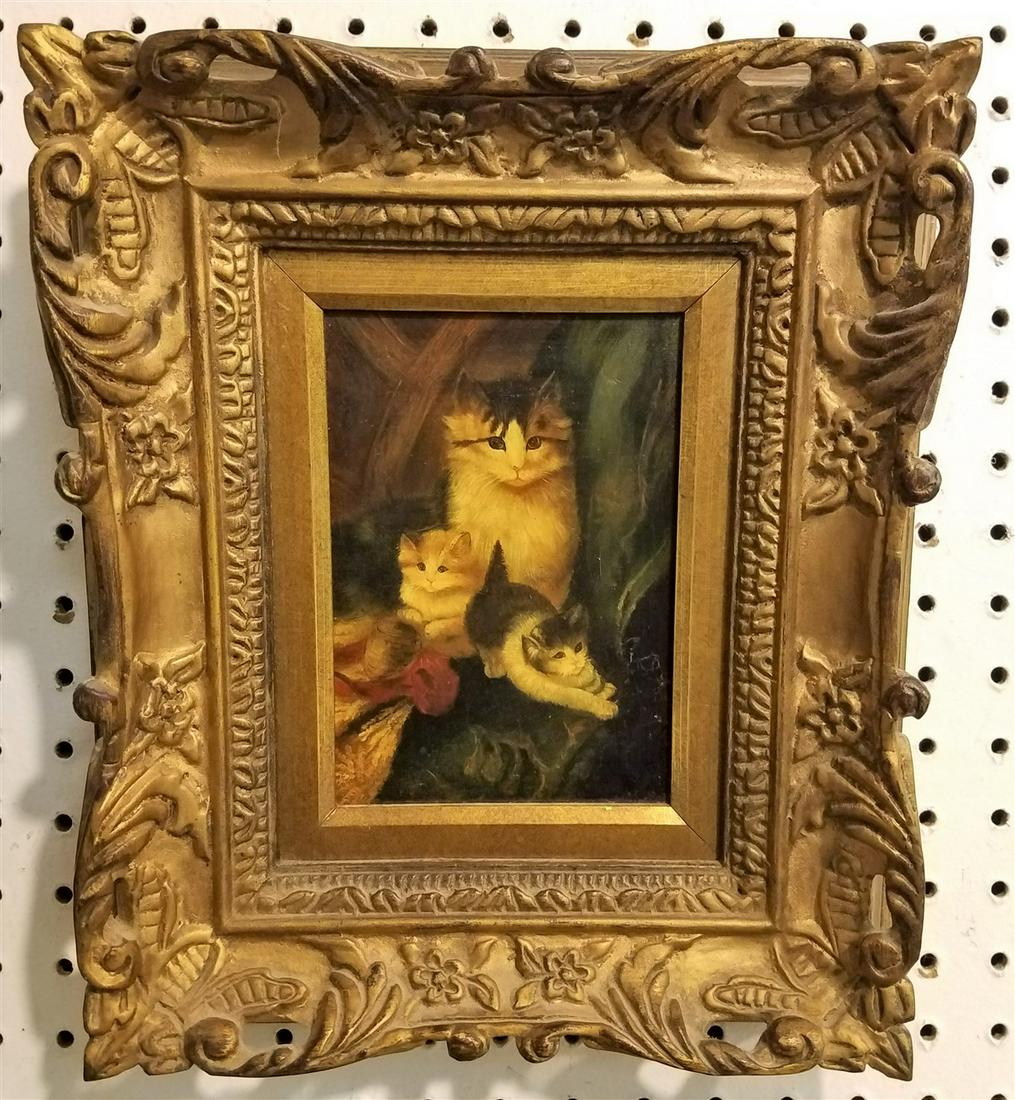 FRAMED O/PANEL OF CATS, SGND. L. PERTA, 7" X 5" (1 of 1)