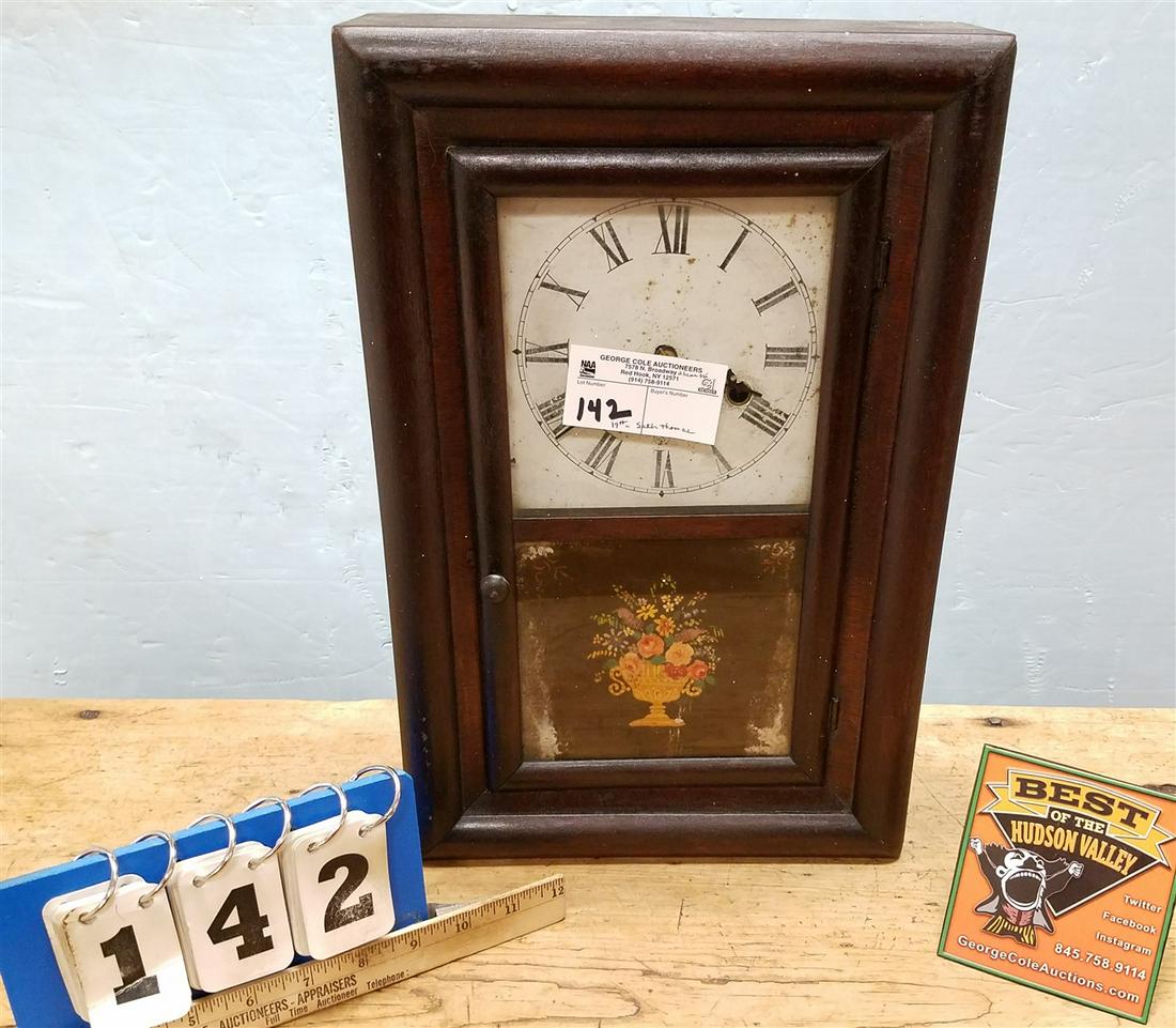 19th c. SETH THOMAS MAHOG. CLOCK, 16.5"H X 10.5"W X 4"D (1 of 4)