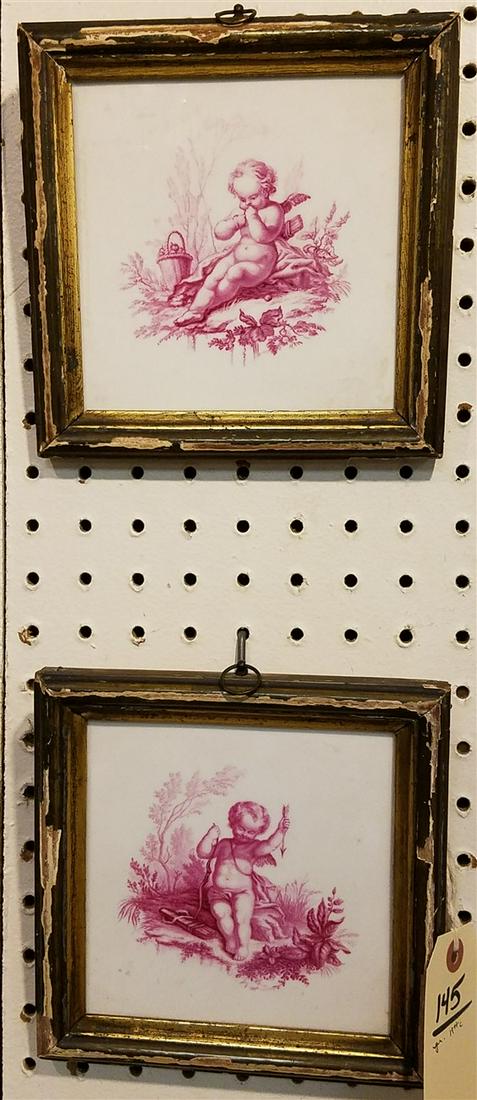 PR. FRAMED 19th c. TILES (1 of 2)
