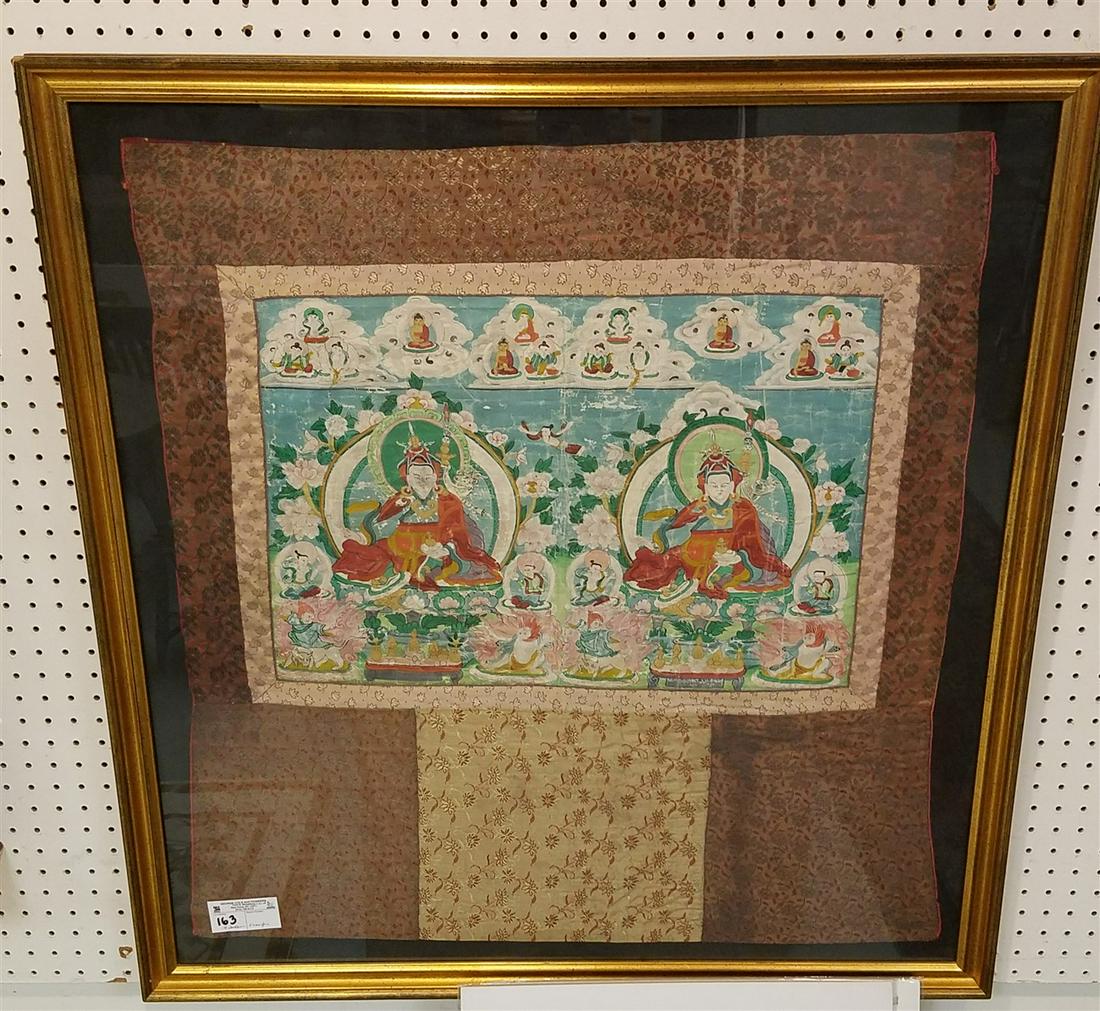 FRAMED TIBETAN TONKA, 32" X 30": FRAMED TIBETAN TONKA, 32" X 30"