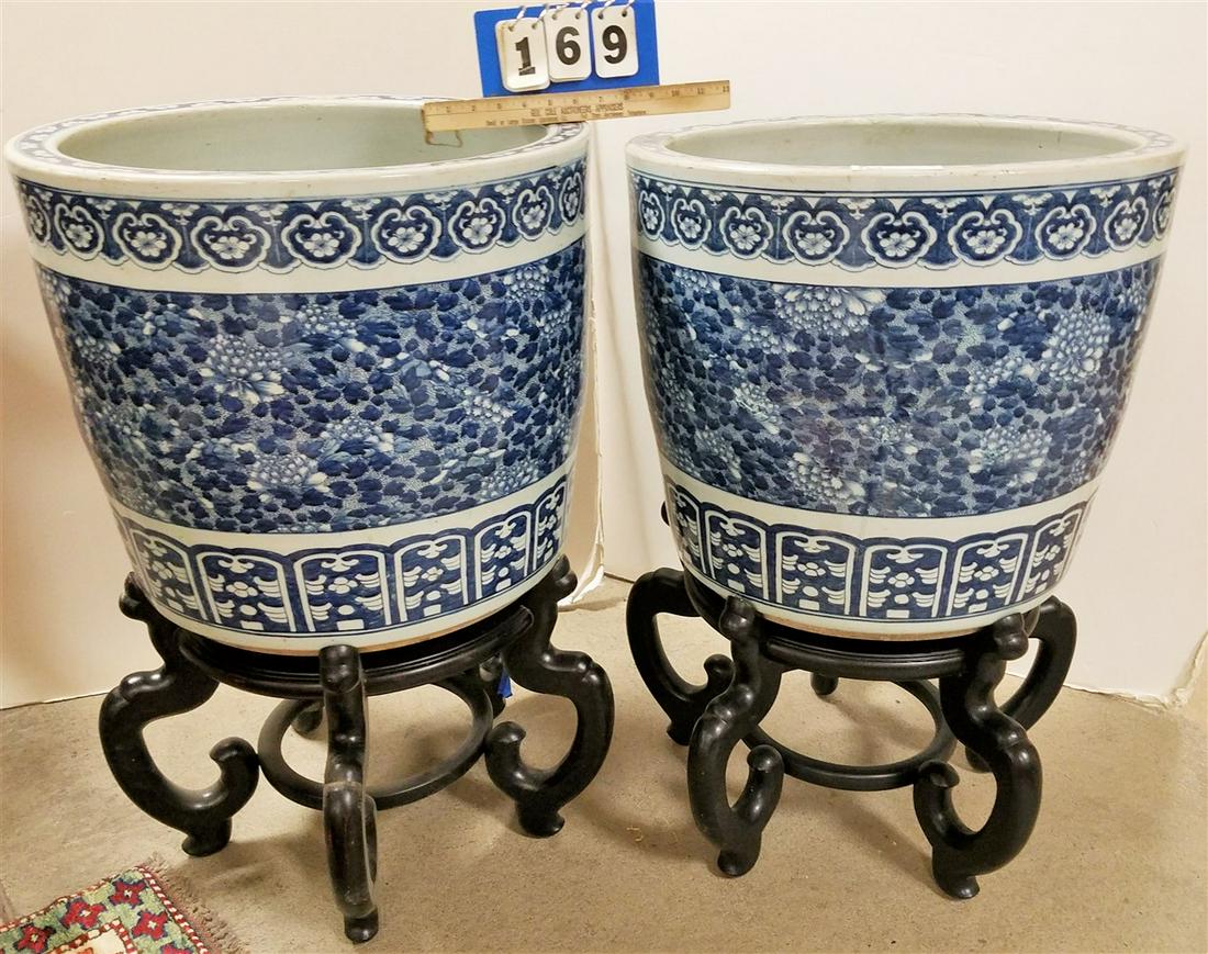 PR. 19th c. CHINESE JARDINIERES, 19"H X 21" DIAM. ON (1 of 2)