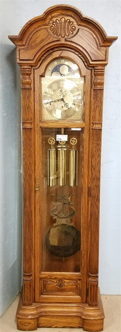 SLIGH OAK GRANDFATHER CLOCK WORKING 6'11"H X 2'W X 13 (1 of 8)