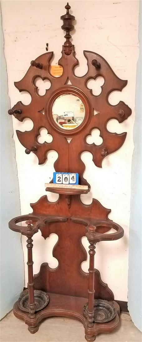 VICT WALNUT HALL STAND 7'1" X 32"W X 12 1/2"D (1 of 2)