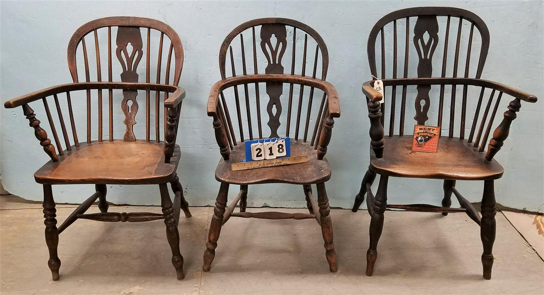 SET OF 3 ENGLISH C1825 WINDSOR ARMCHAIRS ELM AND ASH (1 of 2)