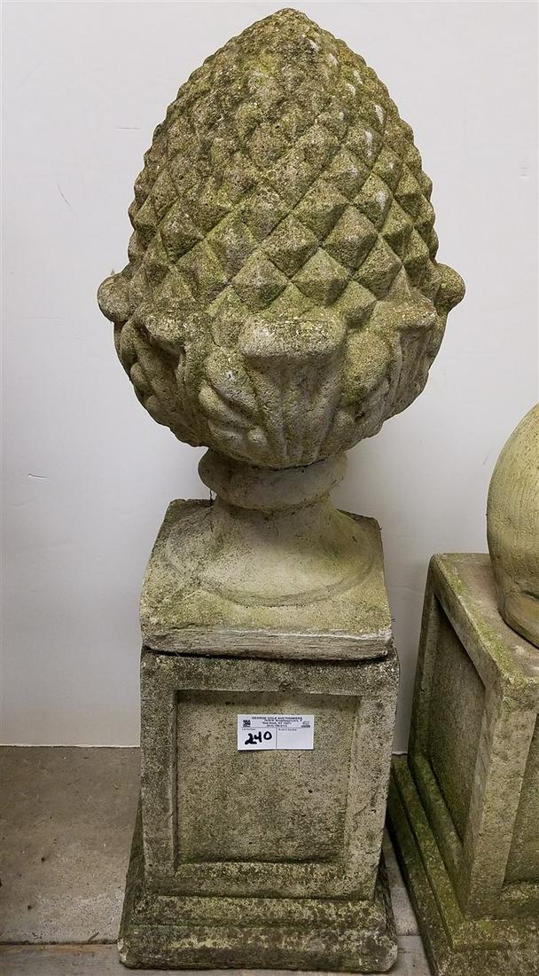 CAST CEMENT PEDESTAL, 14.5"H X 11" SQ/ W/ FINIAL 22" (1 of 1)