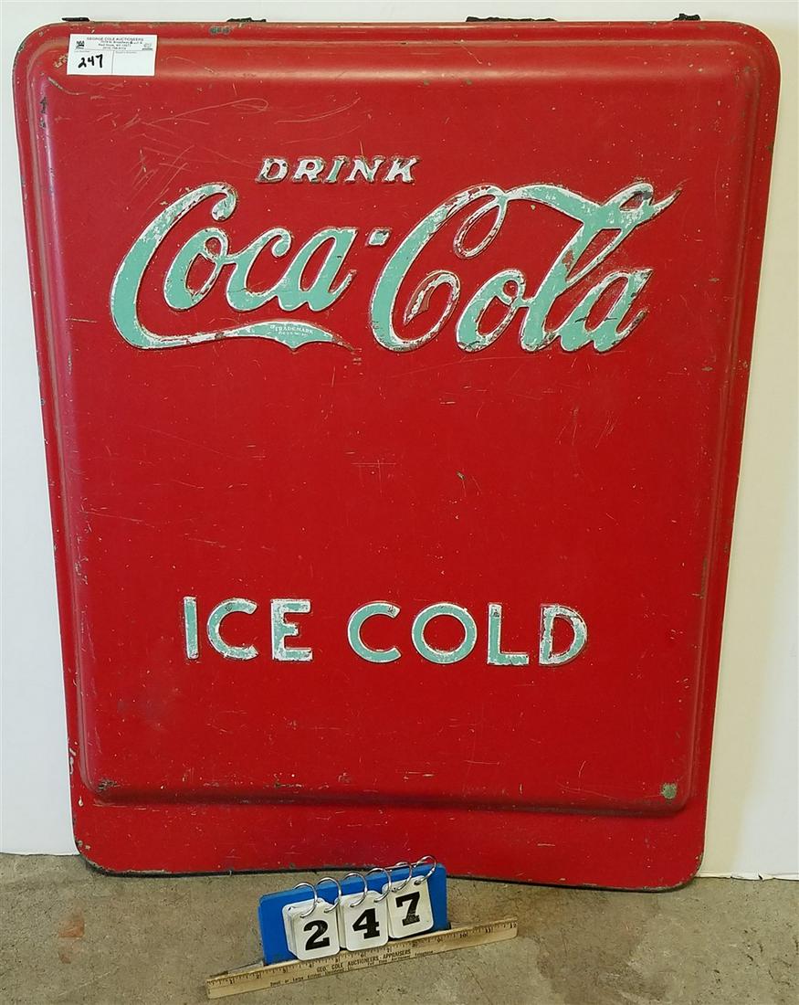 COCA COLA METAL COOLER END PLATE, 32.5"H X 25.5"D (1 of 2)