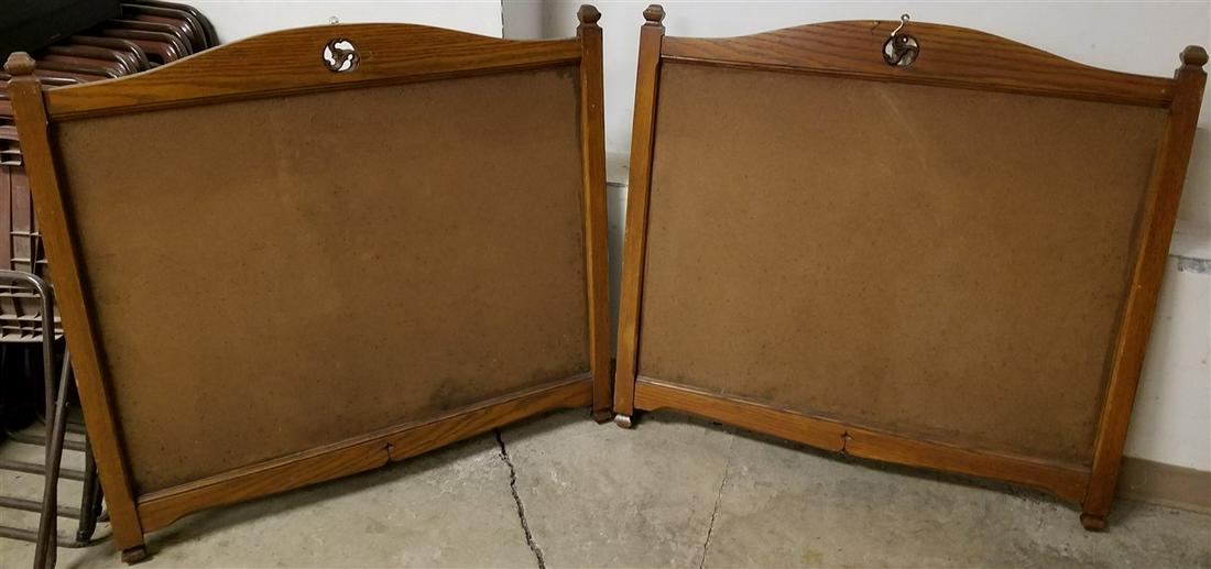 PR. GOTHIC STYLE OAK BULLETIN BOARDS, 38.5"H X 40"W: PR. GOTHIC STYLE OAK BULLETIN BOARDS, 38.5"H X 40"W