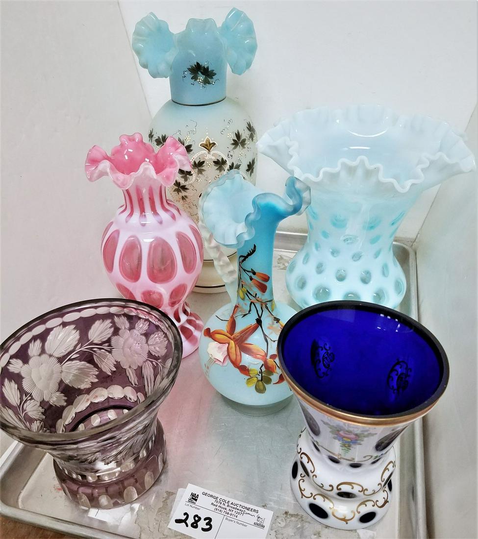 TRAY OPALESCENT 8.5" X 8"DIAM, OPALESCENT CUT TO (1 of 4)