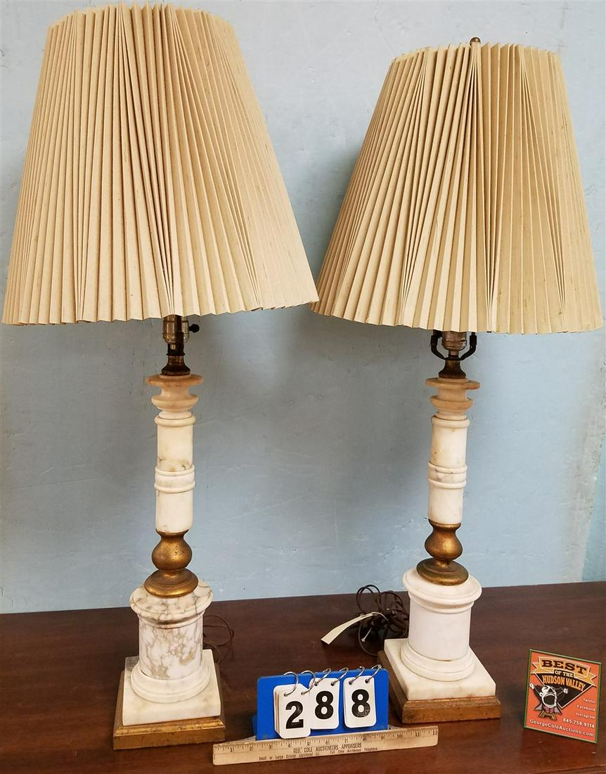 PR. MARBLE + GILTWOOD TABLE LAMPS (1 of 2)