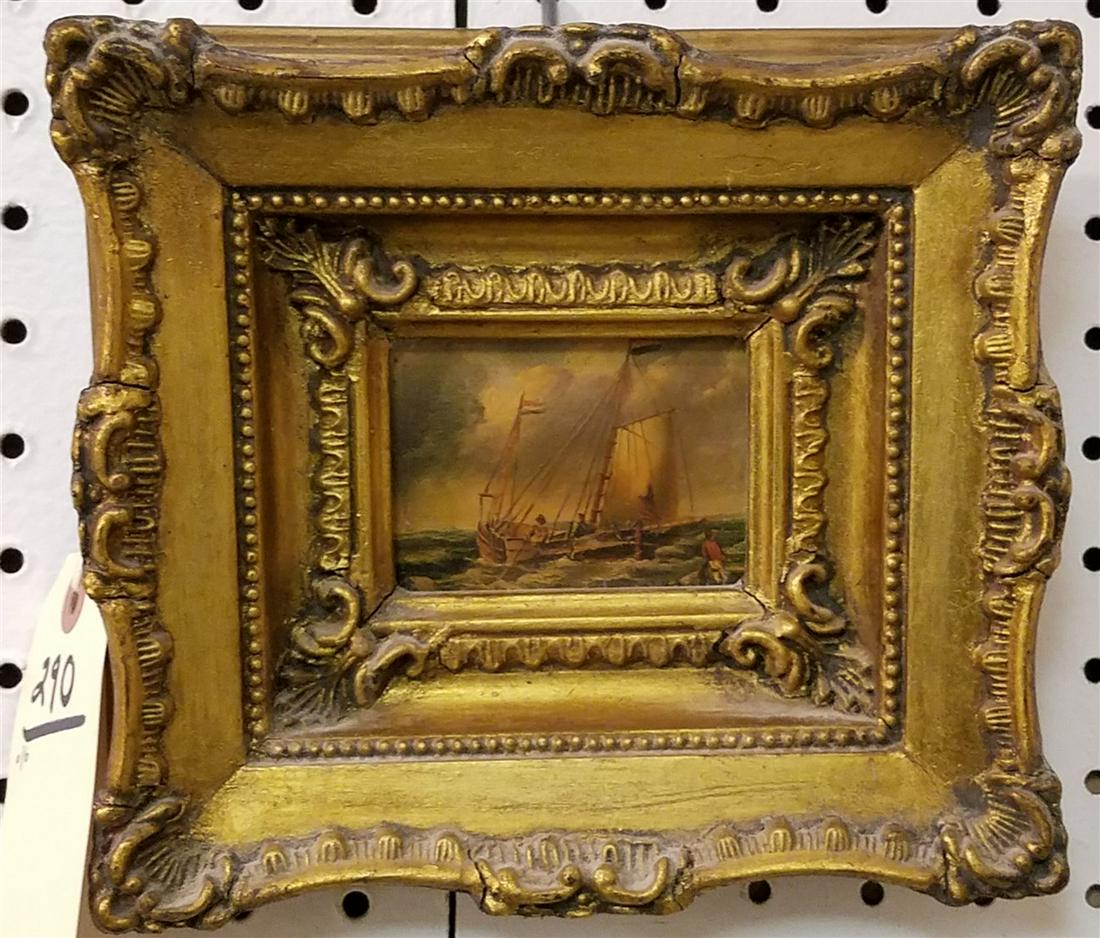 FRAMED O/B MASTED SHIP 2.5" X 4" (1 of 2)