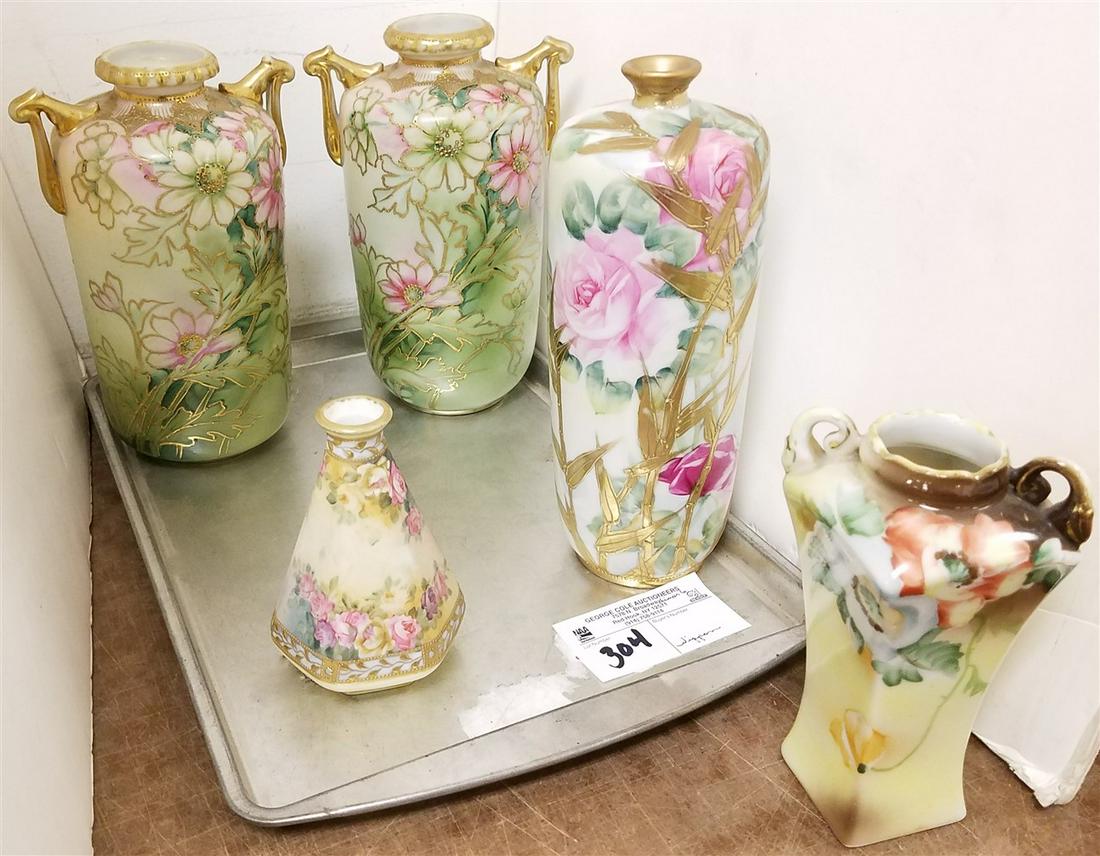 TRAY/ 5 NIPPON VASES, 8.5", PR, 8", 5.5" + 4.5" (1 of 4)