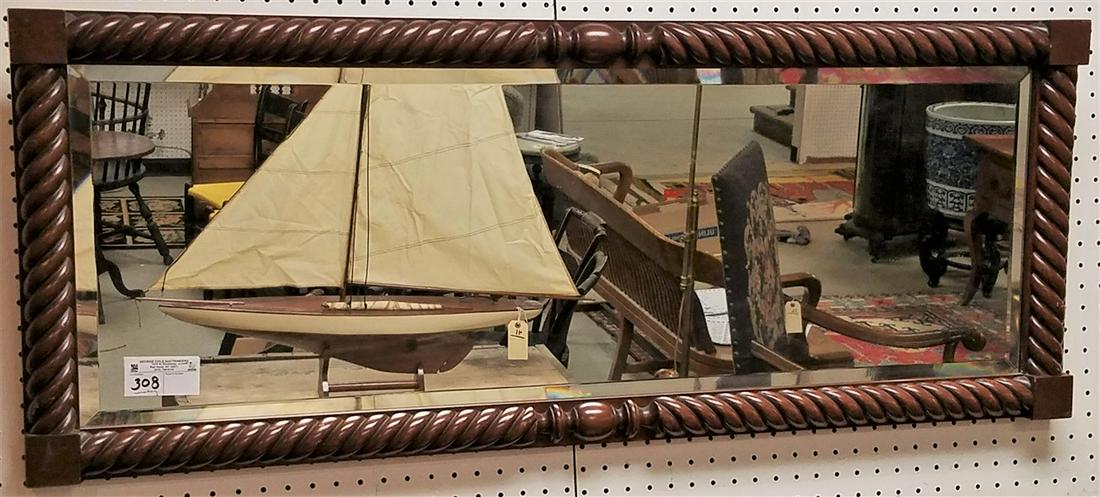 EMPIRE STYLE MAHOG FRAMED BEVELLED MIRROR, 18" X 46" (1 of 1)