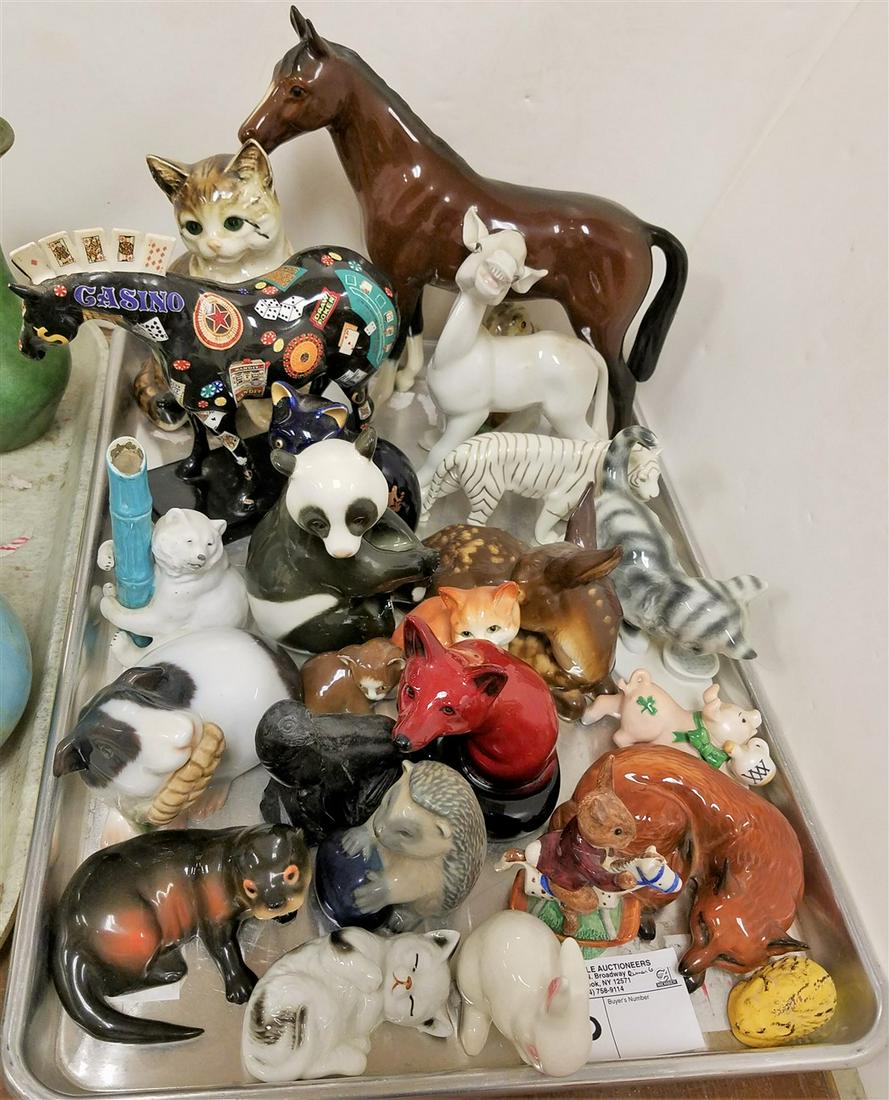 TRAY/ 24 ANIMAL FIGURINES, INCL. ROYAL DOULTON FLAMBE (1 of 4)