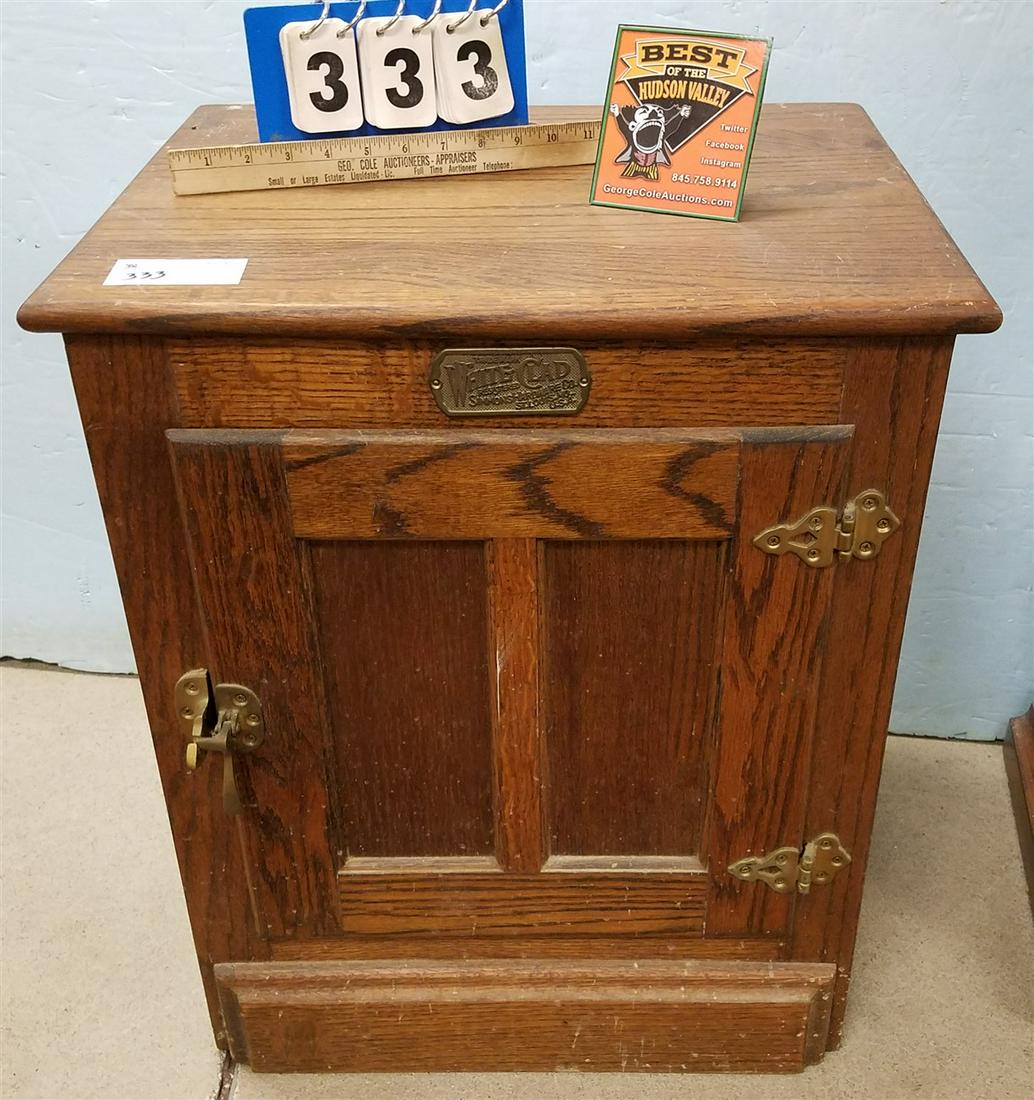 WHITE CLAD OAK 1 DOOR CABINET, 25"H X 25.5"W X 16.5"D (1 of 3)