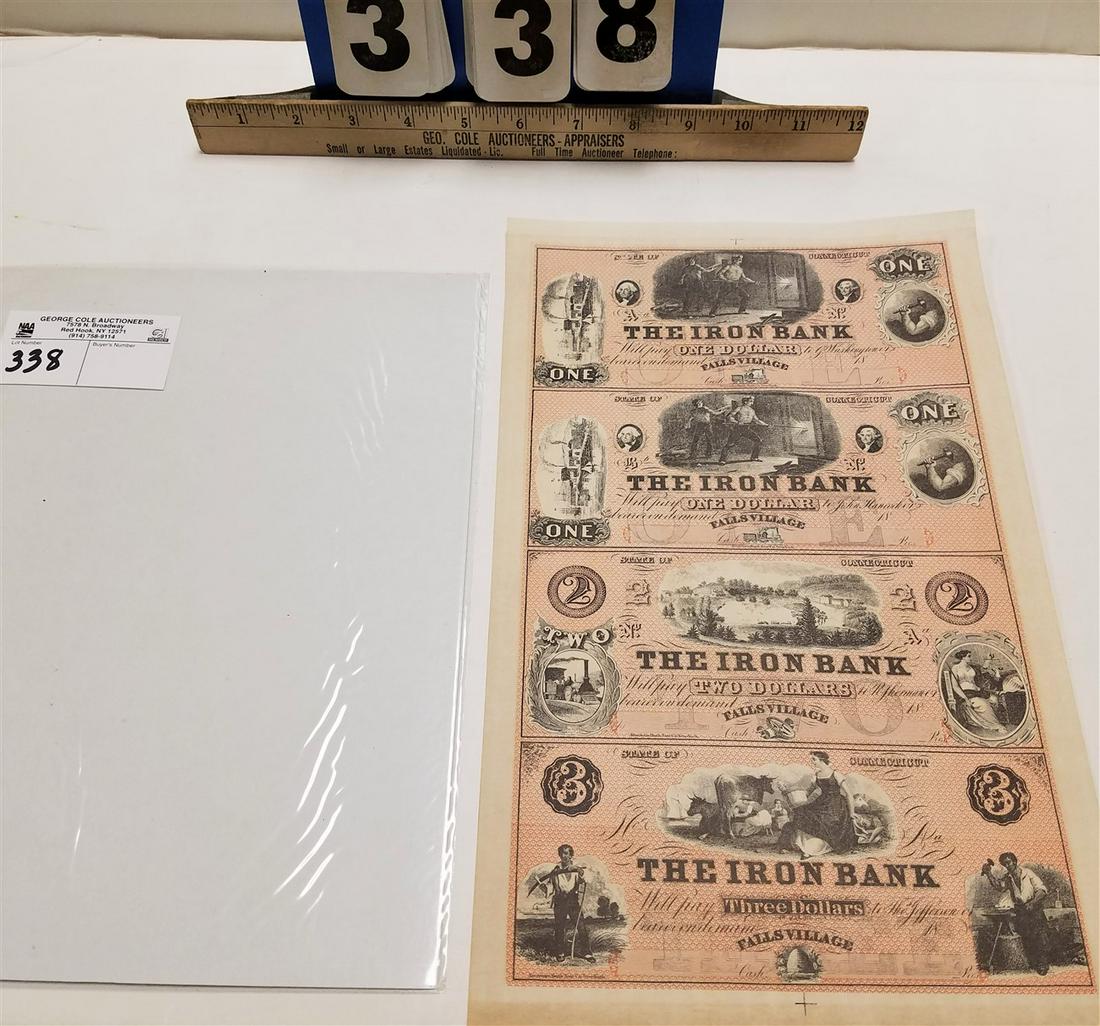 NATIONAL IRON BANK SHEET OF $1, $2, $3 NOTES (1 of 3)