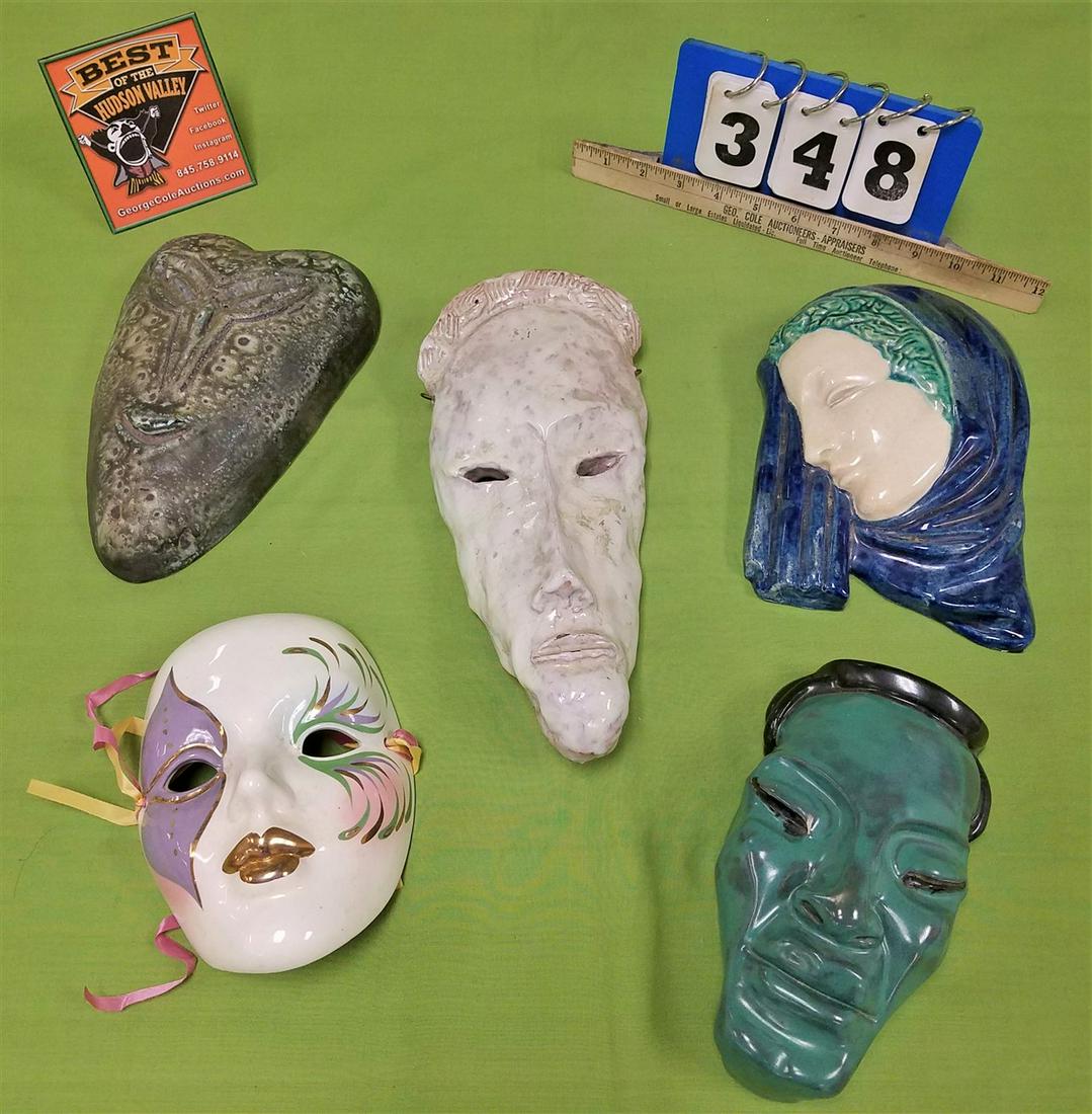 TRAY 4 MID CENTURY POTTERY MASKS, LA PIGNATE VALLAURIS (1 of 4)