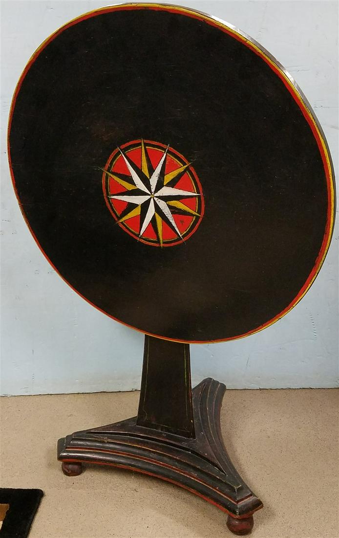 19th c. PTD. TILT TOP TABLE, 27"H X 28" DIAM. (1 of 4)
