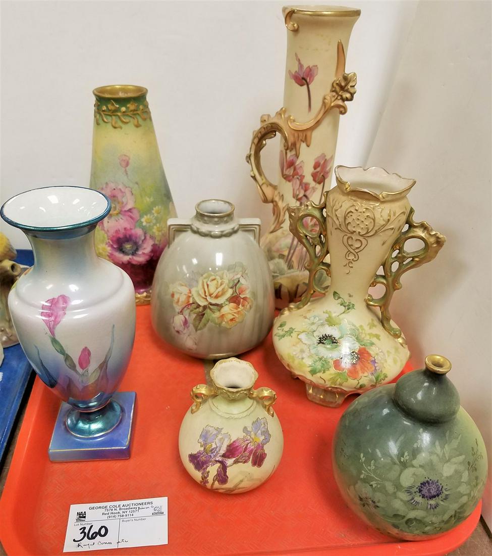 TRAY/ ROYAL BONN VASES, 9", 8", 6", 5.5", 4" + AUSTRIAN (1 of 2)