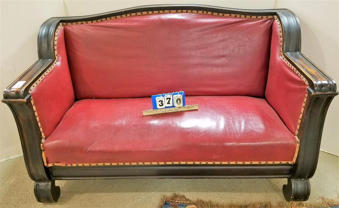 c.1915 MAHOG. FRAME SETTEE, 36"H X 57"W X 28"D: c.1915 MAHOG. FRAME SETTEE, 36"H X 57"W X 28"D