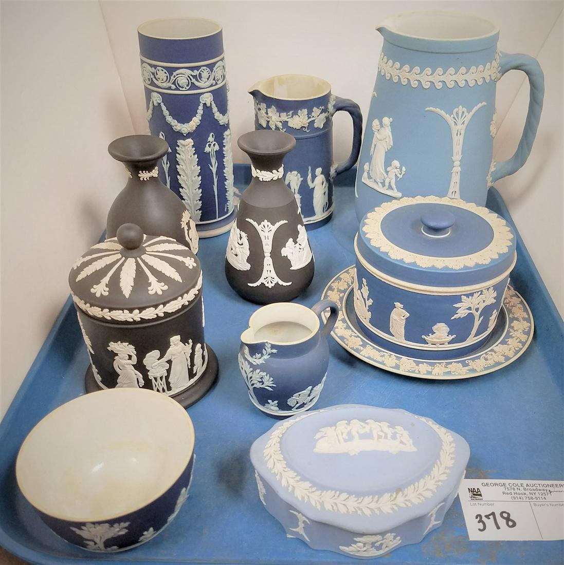 TRAY/ 10PC. WEDGWOOD JASPERWARE, -19th c. COVERED (1 of 2)