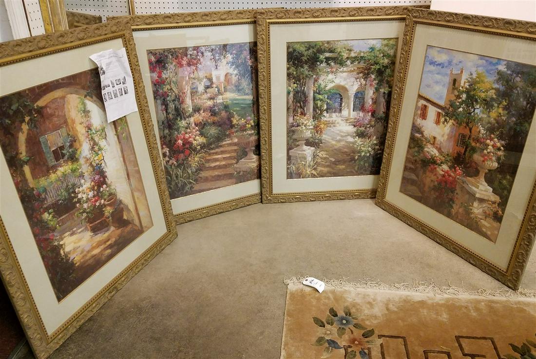SET 4 FRAMED LITHOS, LANDSCAPES BY V. OXLEY 31" X 23" (1 of 6)