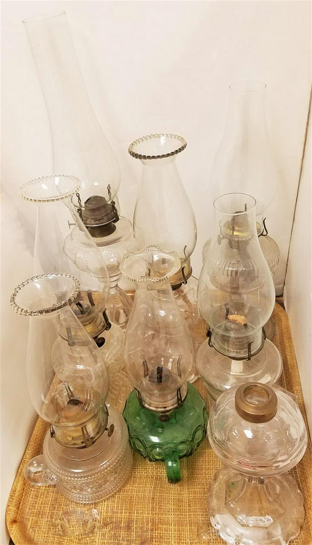 TRAY/ 8 19th c. OIL LAMPS (1 of 5)