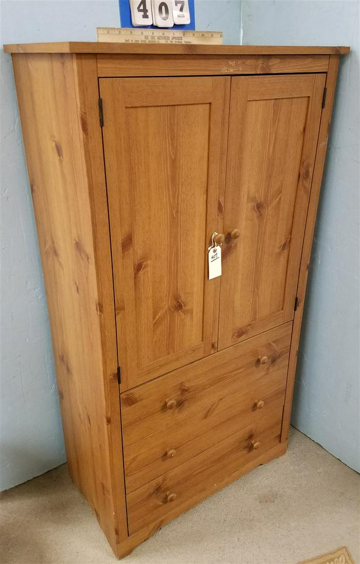 PINE 2 DOOR OVER 3 DRAWER CHEST, 5'H X 32.5"W X 17"D (1 of 3)