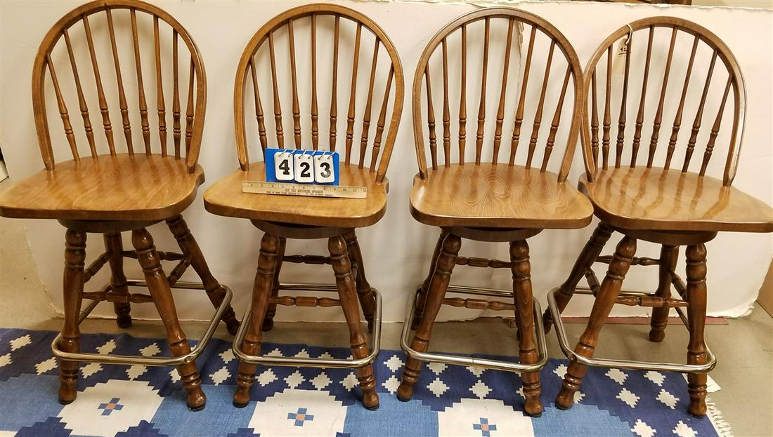 SET 4 WINDSOR STYLE COUNTER CHAIRS (1 of 3)