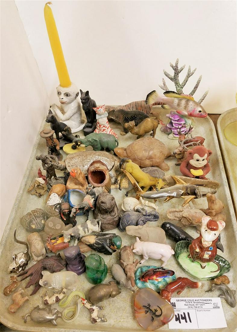 TRAY/ ANIMAL FIGURINES, STONE CAST IRON, WOOD, ROYAL (1 of 1)