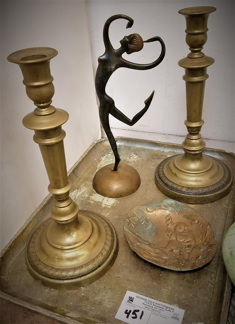 TRAY 30'S BRONZE BALLERINA FIGURE 11.5", PR. BRASS (1 of 1)