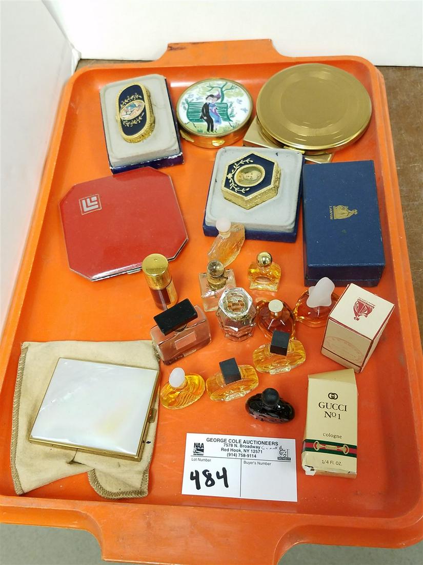 TRAY COMPACTS + PERFUMES-SCANDAL BY LANIN, GUCCI #1,: TRAY COMPACTS + PERFUMES-SCANDAL BY LANIN, GUCCI #1, ETC.