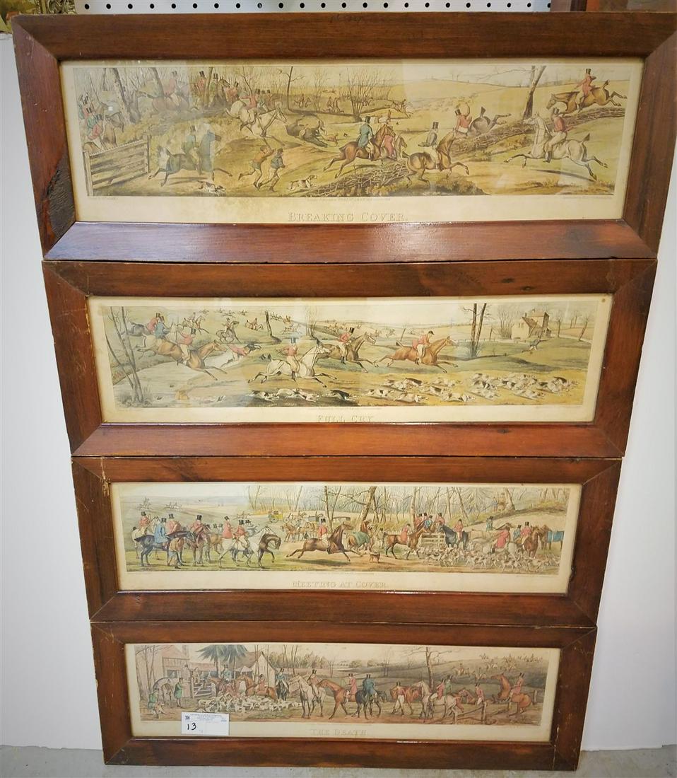 SET 4 FRAMED ALKEN PRINTS-FOX HUNT, 6.5" X 25" (1 of 5)