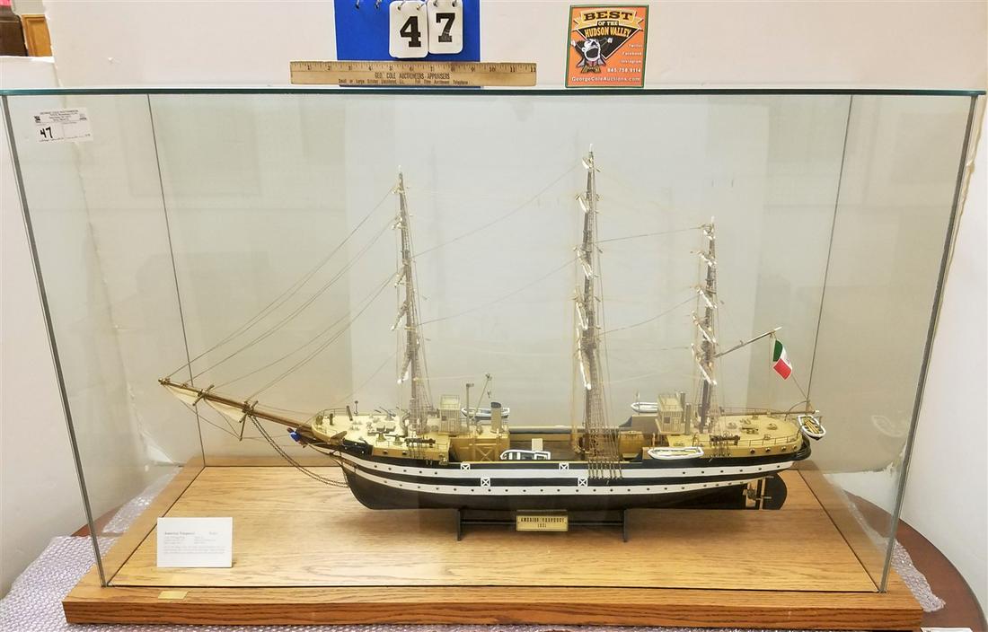 SHIP MODEL AMERIGO VESPUCCI, MADE IN 1931, 24"H X 41"L (1 of 5)