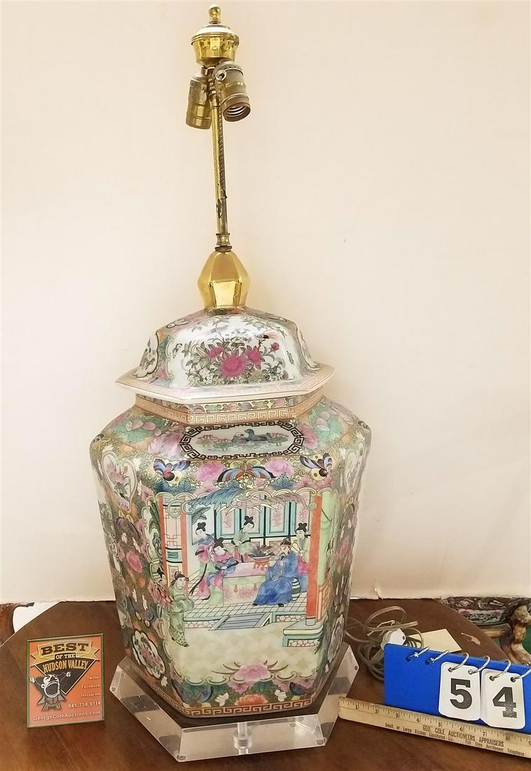 CHINESE GINGER JAR LAMP, 34" (1 of 2)