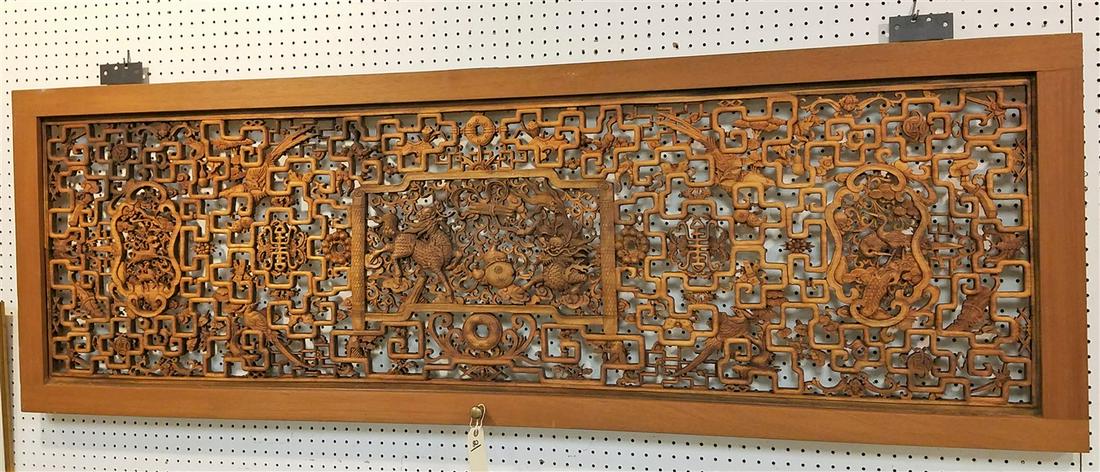 CHINESE CARVED PANEL, 22" X 75.5", MADE INTO A DOOR (1 of 1)