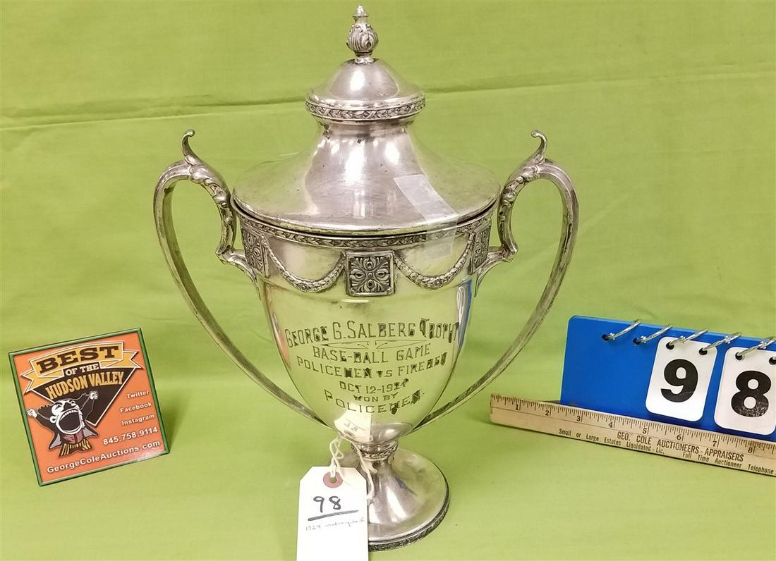 SILVERPLATE 1924 BASEBALL TROPHY-POLICE VS. FIREMEN (1 of 4)