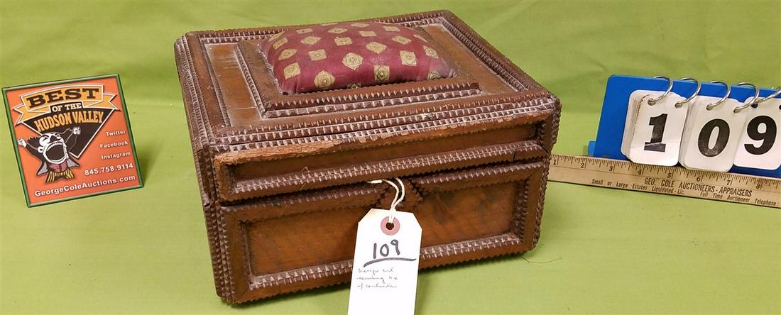 TRAMP ART BX, 6.5"H X 10.5"W X 9"D W/ MINI PORCELAIN (1 of 6)