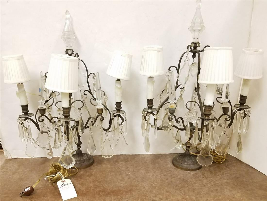 PR. CAST BRONZE + CRYSTAL CANDELABRA, 23.5"H X 16"W (1 of 1)