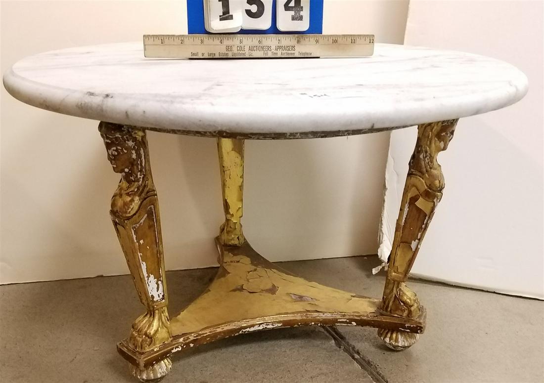 GILT TRIPOD NEOCLASSICAL STYLE BASE MARBLE TOP SIDE (1 of 3)