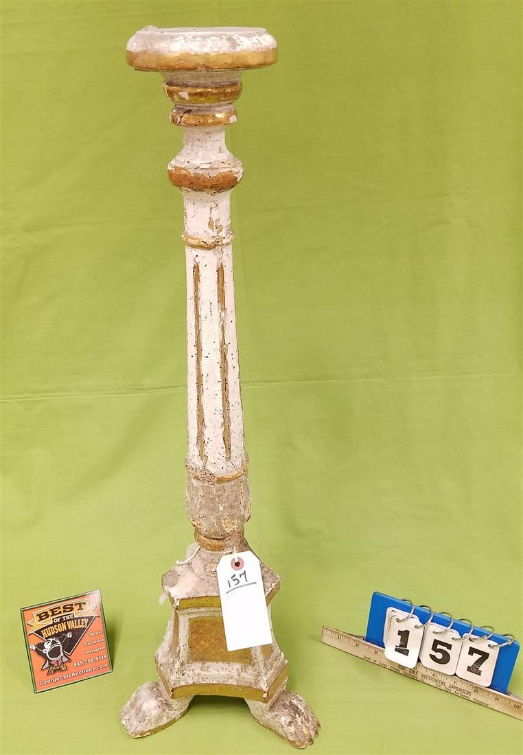 18th c. GILTWOOD CANDLESTICK, 29" (1 of 1)