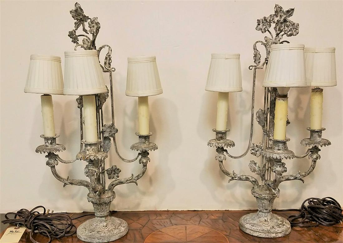 PR. BRASS 3 LIGHT CANDELABRA-PTD 22" (1 of 2)