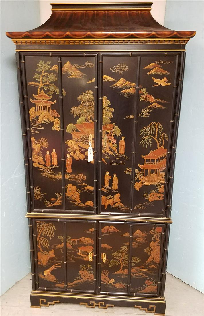 29th c. CHINOISERIE ENTERTAINMENT CENTER, 7'H X 42"W X (1 of 6)
