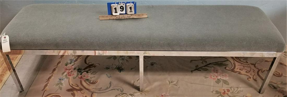 CHROME BASE MOHAIR UPHOLS. BENCH, 18"H X 56"W X 18"D (1 of 2)