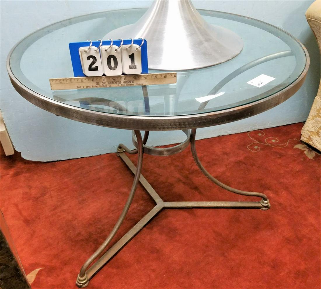 WROUGHT BASE GLASS TOP TABLE, 29"H X 36" DIAM. (1 of 1)