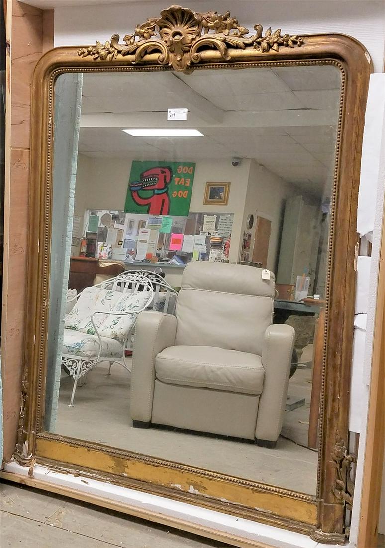 CRATED 19th c. GILT ORNAMENTAL MIRROR, 66"H X 52"W (1 of 2)
