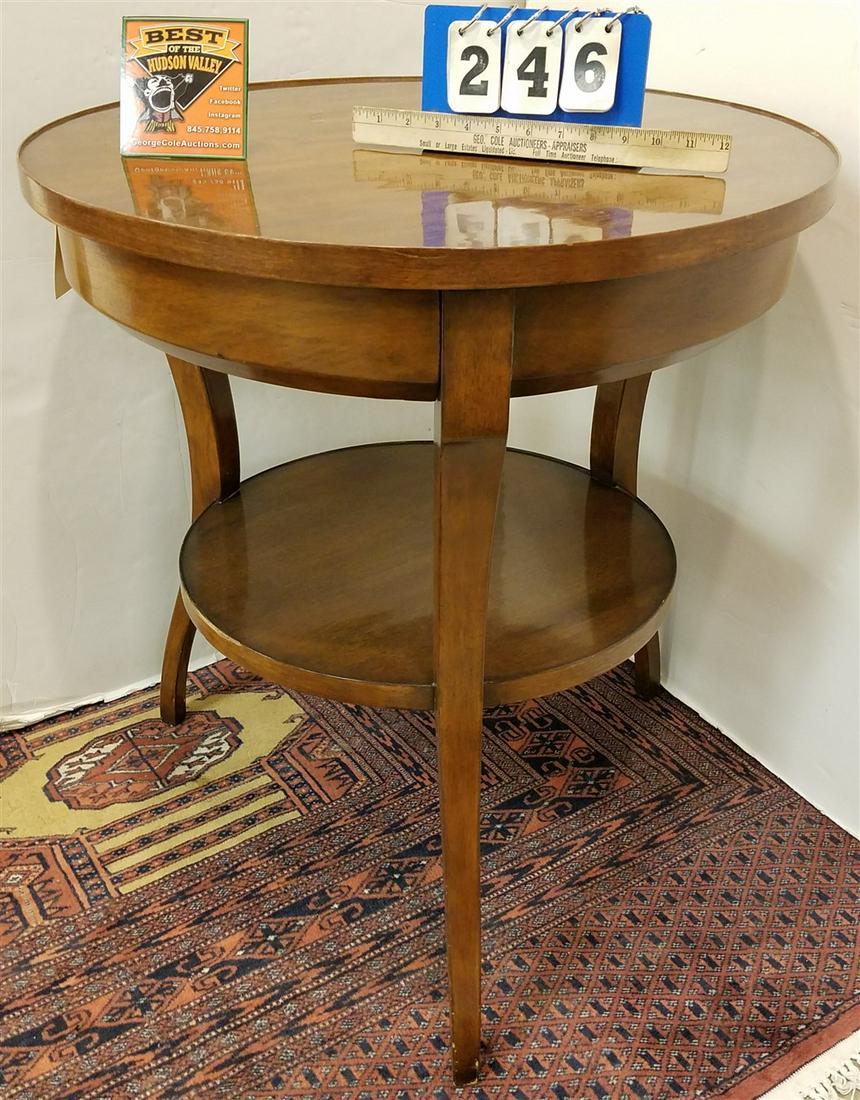 MAHOG. 1 DRAWER STAND, 28.5"H X 26" DIAM.: MAHOG. 1 DRAWER STAND, 28.5"H X 26" DIAM.