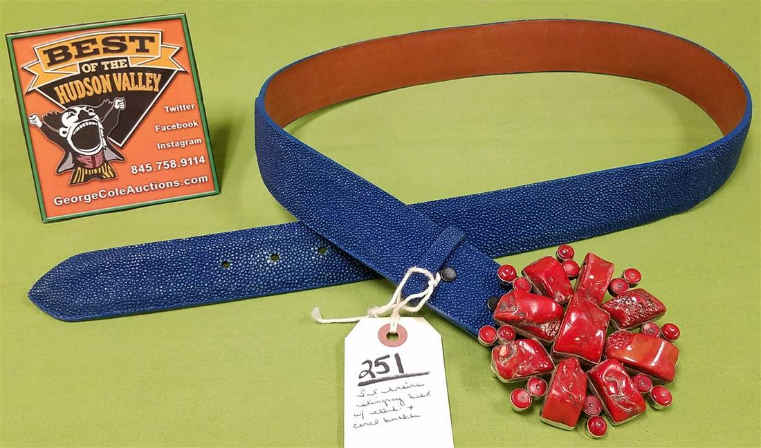 PAT AREIAS STINGRAY SIZE 36 BELT W/ STERLING AND CORAL (1 of 4)